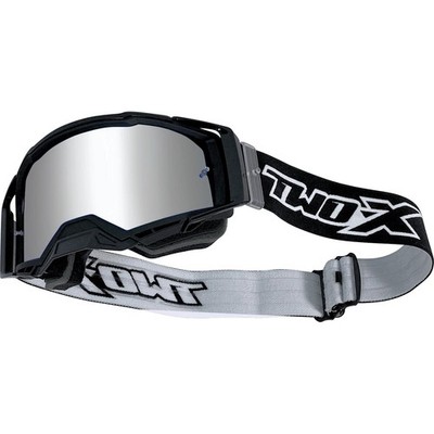Motocross Brille TWO-X Atom Crossbrille black BLACKHAWK verspiegelt silber