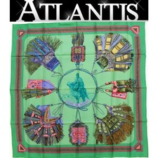 HERMES Carre 90 large scarf CUIRS DU DESERT desert leather decoration 100 silk g