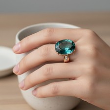 Bagues en argent sterling 925 en or rose, tourmaline bleue lagon...