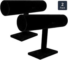 Set of 2 Black Velvet Bracelet Watches Holder  Jewelry Display Stand