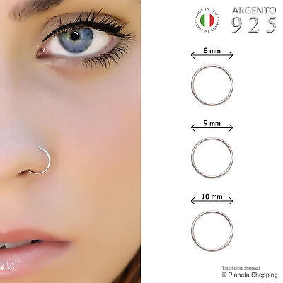 Orecchino Piercing Naso Anello Aperto Cerchio Cerchietto O 8 9 10 Mm Argento 925 Ebay