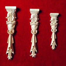 One Pair of Unpainted Wood Carved Onlay Acanthus Leaf Corbel Home Decorator
