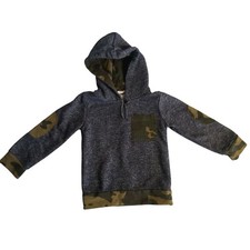 Echunooy Camo Accent Hoodie Pullover Pocket Patches Gray Blue Size 110 4T