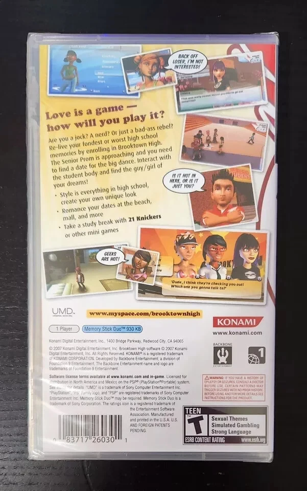 Brooktown High (Sony PSP UMD, 2007) Playstation Portable Game Vintage CIB Sealed - Image 2 of 2