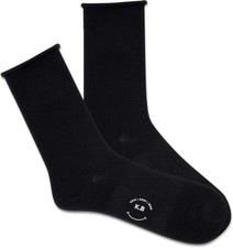 K. Bell Women's Solid Modal Roll Top Crew Socks 1 Pair, Black, Women's 9-11