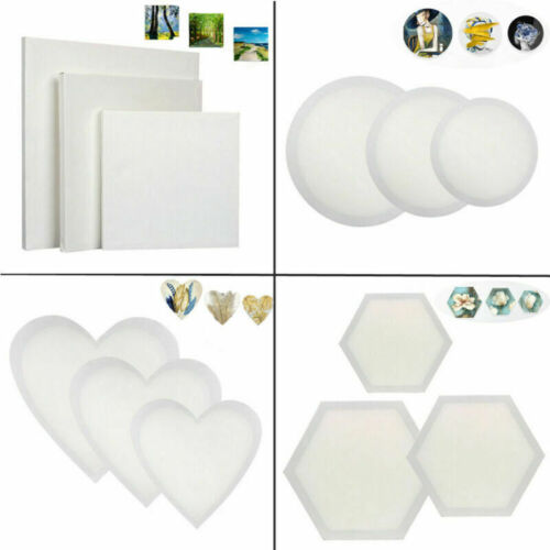 White Blank Canvas 3PCS Cotton Stretched Boards Painting Acrylic Pouring Paint - Afbeelding 1 van 50