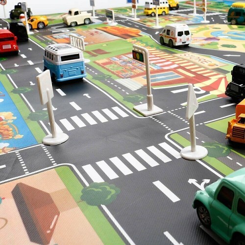 Kinderteppich Doppelseitig Straßenteppich Spielteppich Spielmatte Auto Straße. - Bild 5 von 12