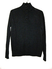 Banana Republic Sweater Men M Blue Wool Blend Knit 4 Buttons Long Sleeve