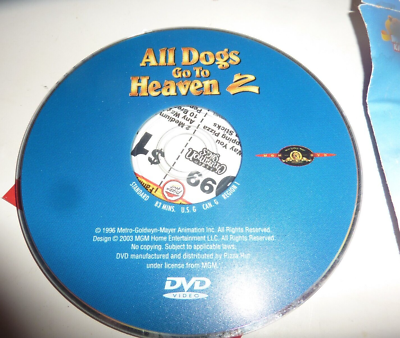 All Dogs Go to Heaven 2 (DVD, 1996) RARE, Pizza Hut Release S-55