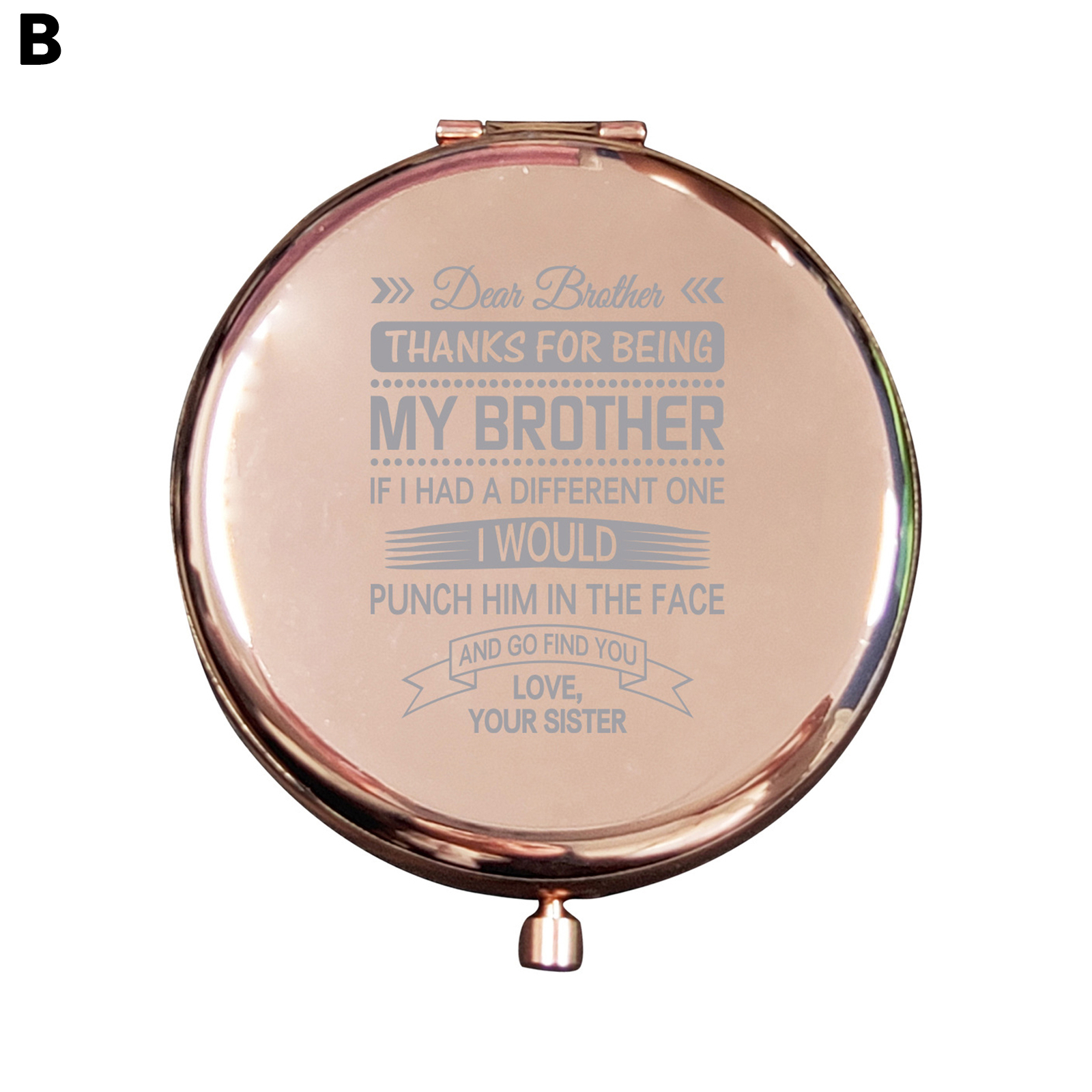 Makeup Mirror Stainless Make Up Portable Women Mini Mirror Letter Print-image