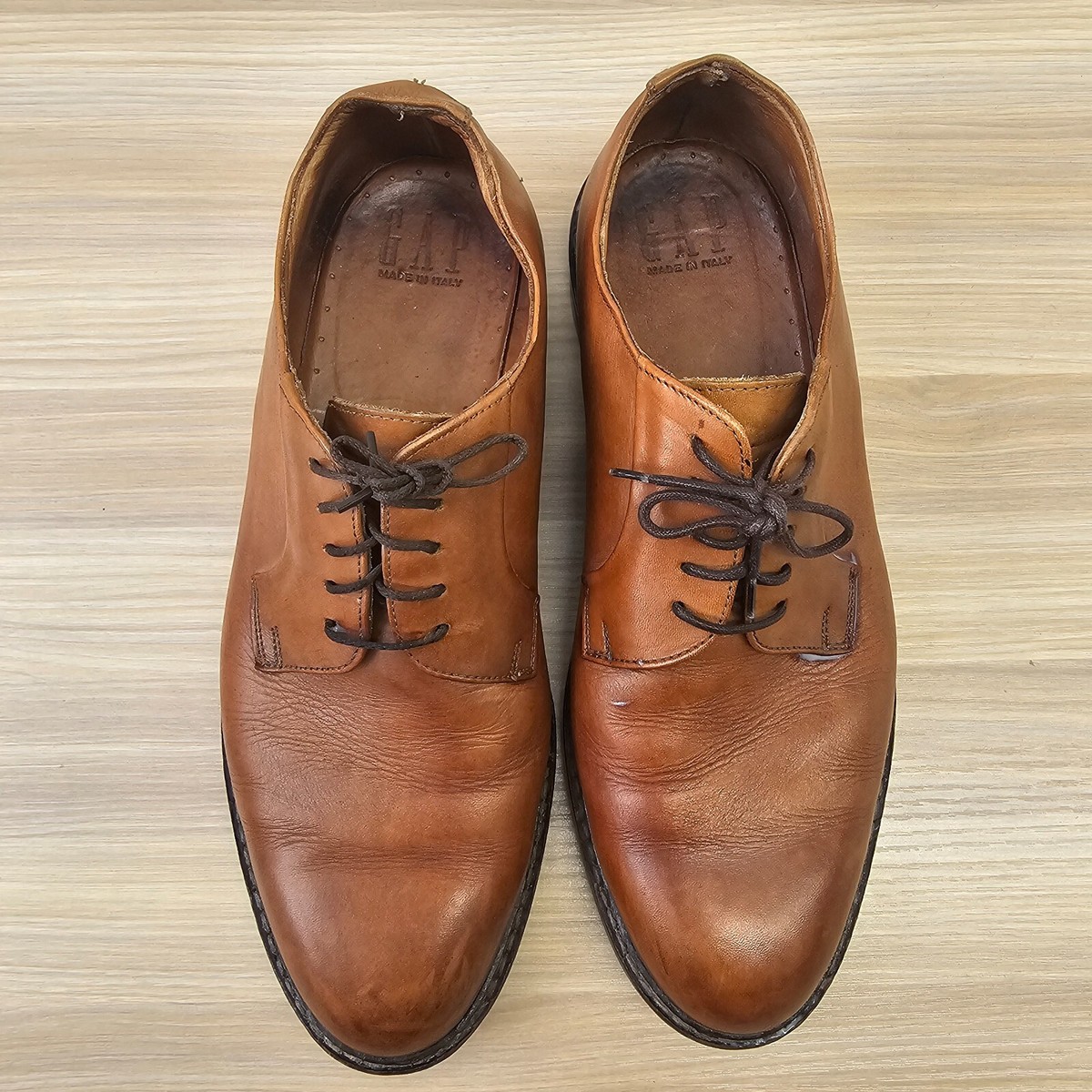 Vintage Derby Shoes Mens 9 D GAP Cognac Leather Lace Up 