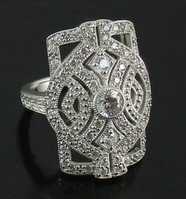 Xavier 1.23ct Absolute Sterling Silver ''Egyptian'' Style Shield Ring 