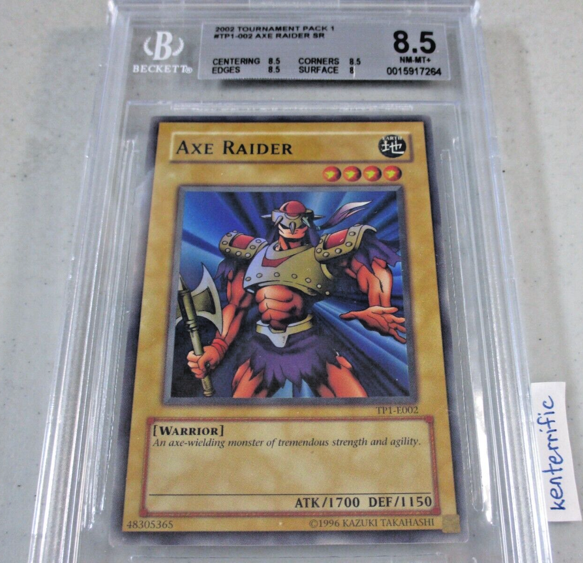 Axe Raider TP1-E002 BGS 8.5 YuGiOh European English Tournament