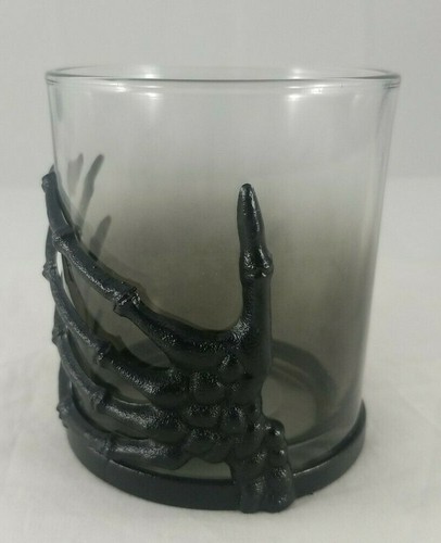 Celebrate-SKELETON HAND WHISKEY GLASS 10 fl oz Smoked Ombre Set of 2 - Picture 7 of 9