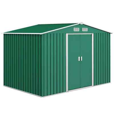 9 x 6 Fuß Metall Gartenhaus, Outdoor Aufbewahrung Werkzeughaus mit Belüftung