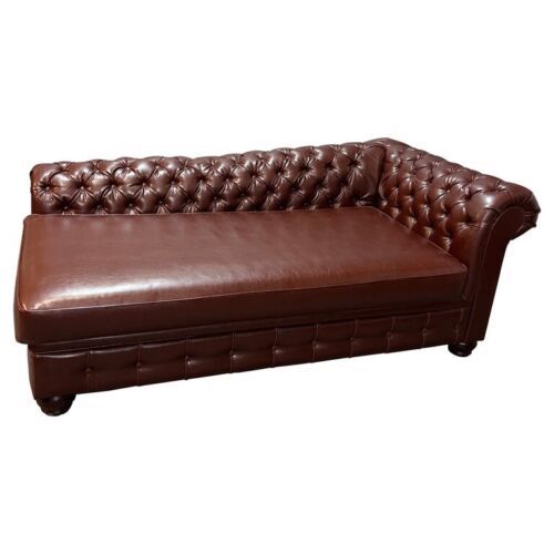 Q´ Beautiful Vintage Chesterfield Chair Lounge / Daybed Sofa Brown Leather Look-