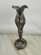 Vintage WB Mfg Co Silver Bud Vase Weidlich Brothers Silver Single Flower Rose 6”