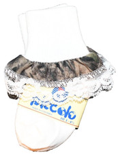 NWT Piccolo Girls Apricot Cute Lace Ruffle Beaded Trimmed Soft Socks 3-4.5