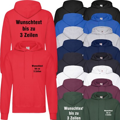 Hoodie bedruckt Wunschtext Kapuzen-Sweatshirt Hooded Sweat Sweater mit Kapuze