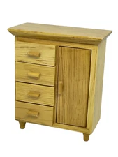 Handley House Dollhouse Miniature 1:12 Oak Wood Chest Wardrobe Cupboard Dresser