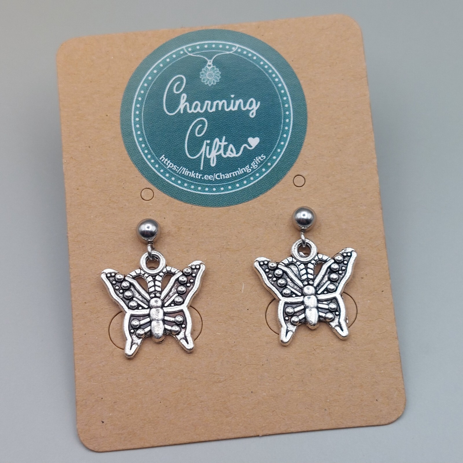Personalised Butterfly Stud Earrings Handmade Gift for Her-image