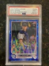 2022 Topps Chrome RILEY ADAMS Blue Raywave Auto /150 #RARA PSA MINT 9/AUTO 9 RC!