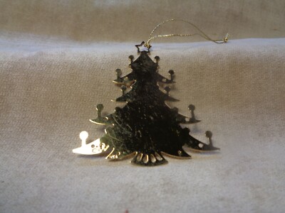 GOLD & SILVER BRASS FLAT 2.5” CHRISTMAS TREE ORNAMENT MADE IN THE