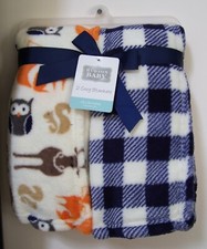 Hudson Baby 2 Pack Soft Cozy Woodland Blue Buffalo Plaid Blankets