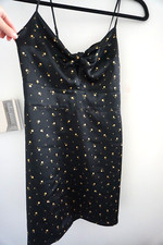 Abercrombie & Fitch Tie-Front Satin Mini Dress Reformation Black Small Petite