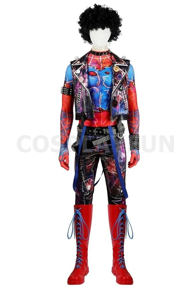 Juego de disfraces Spider-Punk traje a través del Spider-Verse traje disfraz Halloween Foto 3 de 4