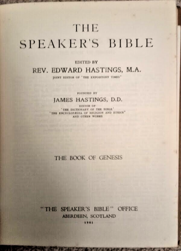 The Speaker's Bible Genesis Edited by Edward Hastings 1941 eBay
