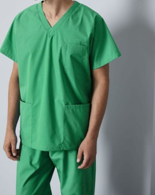 Unisex medizinisches Peeling Top grün Größe M Krankenhaus Arbeitskleidung Gesundheitswesen Arzt Uniform