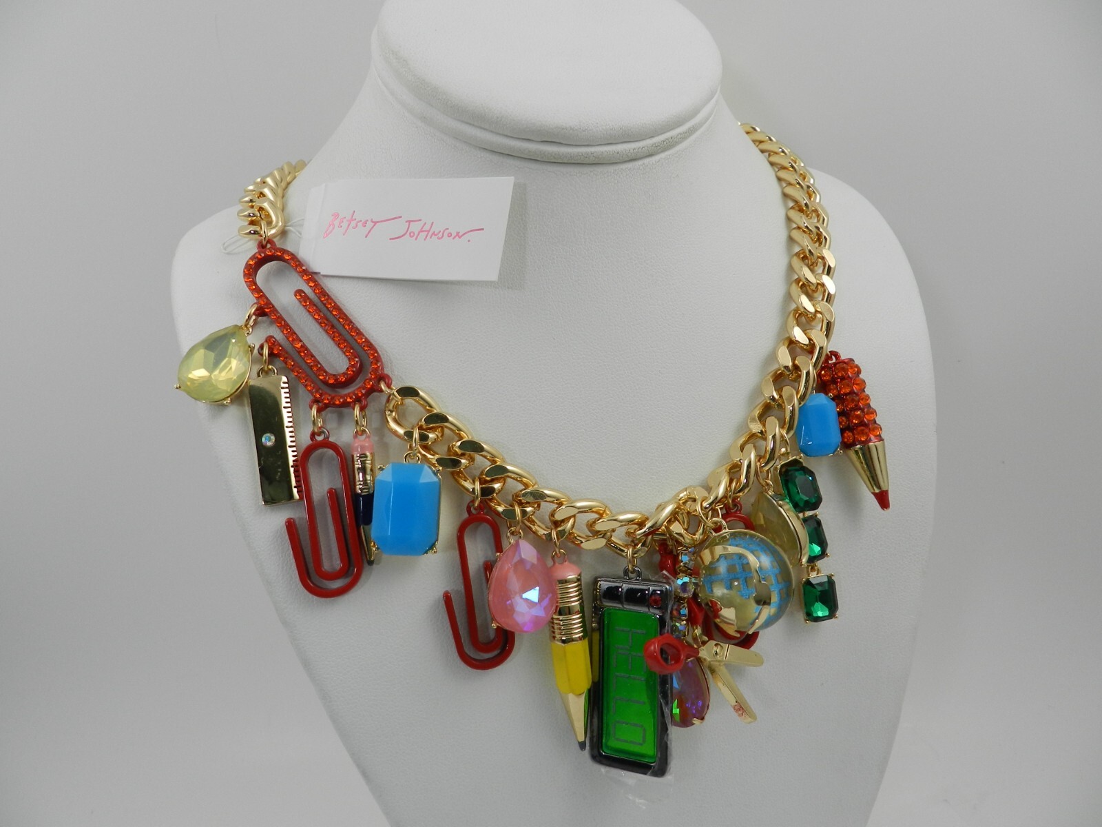Betsey Johnson Faux Stone Back To School Statement Necklace | eBay