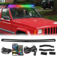 Roof 50 Led Light Bar W Rgb Chasing Mount Wire Kit For Jeep Cherokee Xj 84-01