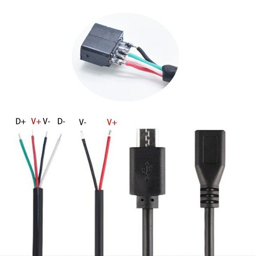 1/5X Micro USB 2.0 A Female male Jack Connector 2/4 Pin Wire Data Charge Cable - Picture 3 of 11