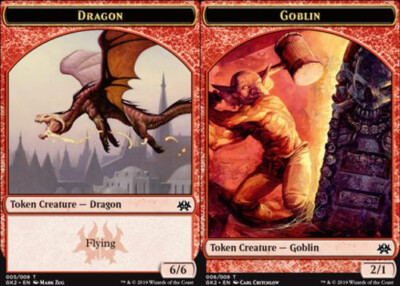 4x MTG Dragon Token (005) // Goblin Token (006), Moderate Play, English RNA Guil
