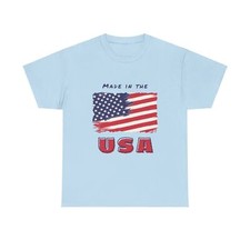 Men USA Heavy Cotton Tee - Made in the USA Tee - 4th of July Tee