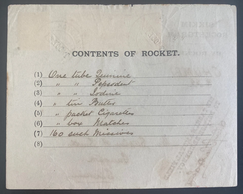 Gangtok India Sikkim 1935 experimento de cohete vuelo paquete hoja cubierta Foto 2 de 2