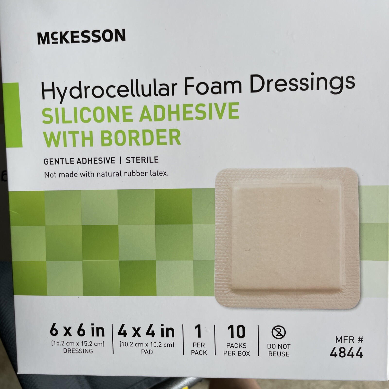McKesson Hydrocellular Foam Dressing Silicone Adhesive "6 x 6" 10/Box