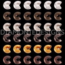 4mm & 3mm Round Crimp Cover Findings Craft Beading Silver & Gold Plated UK