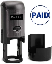 Paid Round Self-Inking Stock Rubber Stamp (3/4" Diameter) - Blue Ink