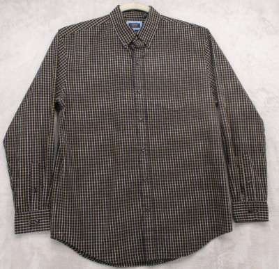 Arrow Button Up Shirt Men's Medium Black with White Beige Geometric Pattern