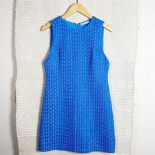 ALICE + OLIVIA light blue tweed Coley sleeveless shift dress 4