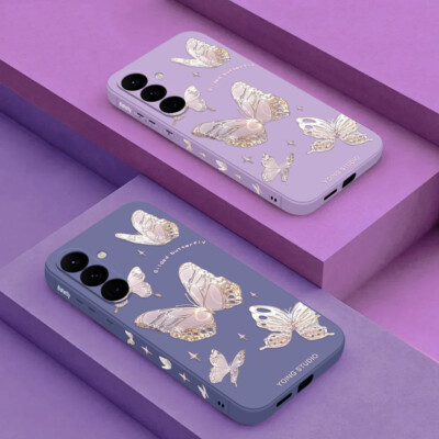 Silikon Hülle Für Samsung S24 S23 Ultra S22 A55 A54 A15 Schmetterling Weich Case