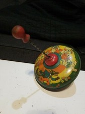 J Chein 3 Little Pigs Top 7.5" Still Works Wood Metal K20