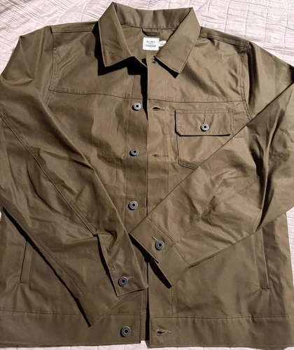 Flint and Tinder Men's Drywax Trucker Jacket Large Unlined Fatigue Green image 5