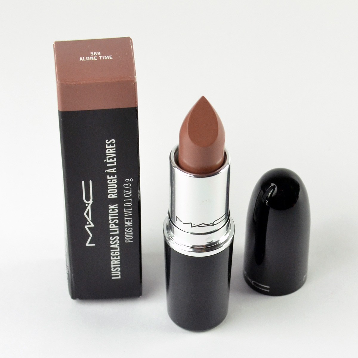 Mac Lustreglass Lipstick 569 ALONE TIME - Full Size 3 g / 0.1 Oz