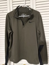 Nike Mens Therma-fit 1/4 Zip Soft Shell Fleece Olive Green Size M Pullover