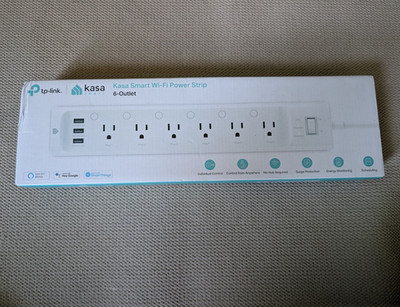 TP-Link Kasa HS300 Smart Wi-Fi Power Strip 6-Outlet Surge Monitor White