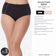 NWT RUBY RIBBON Black SCULPTING BRIEF Size XXL 1838
